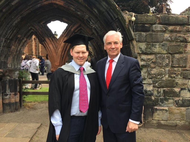 Paul Clark with son Peter at his graduation