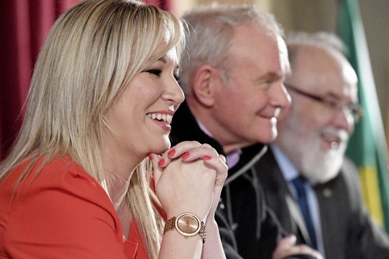 Sinn Fein's Michelle O'Neill back in her hometown of Clonoe, County Tyrone with Martin McGuinness. Picture by Justin Kernoghan.