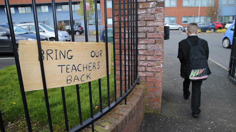 De La Salle college in west Belfast is at the centre of a long-running staff dispute. Picture by Hugh Russell 