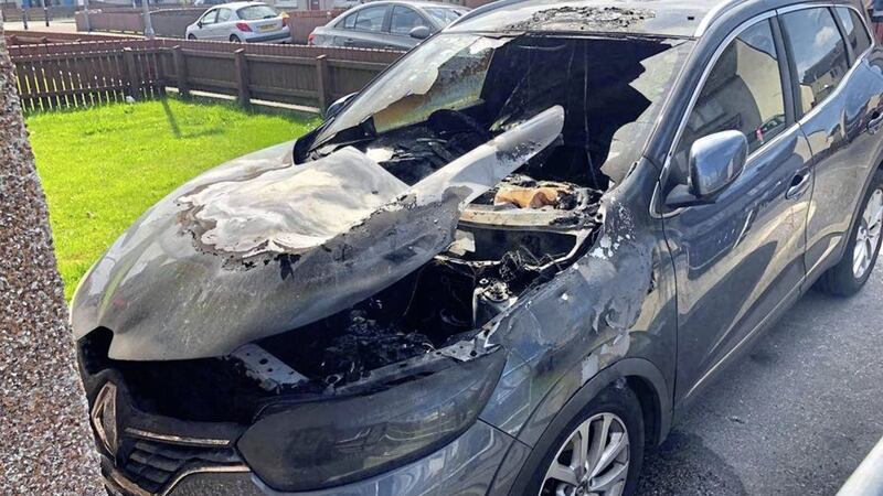 The car was set alight during the early hours of Saturday. Picture by Margaret McLaughlin 