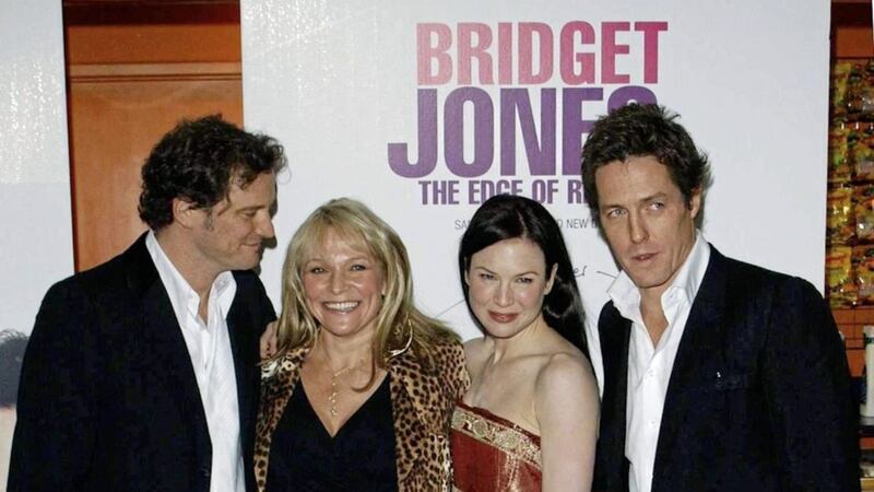 Bridget Jones&#39;s Diary writer Helen Fielding, second left, with actors Colin Firth, Ren&eacute;e Zellweger and Hugh Grant at the time of the film adaptation&#39;s launch in 2001 