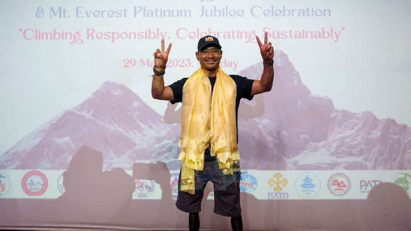 Hari Budha Magar, a former Gurkha veteran and double amputee climber who scaled Mount Everest (AP)