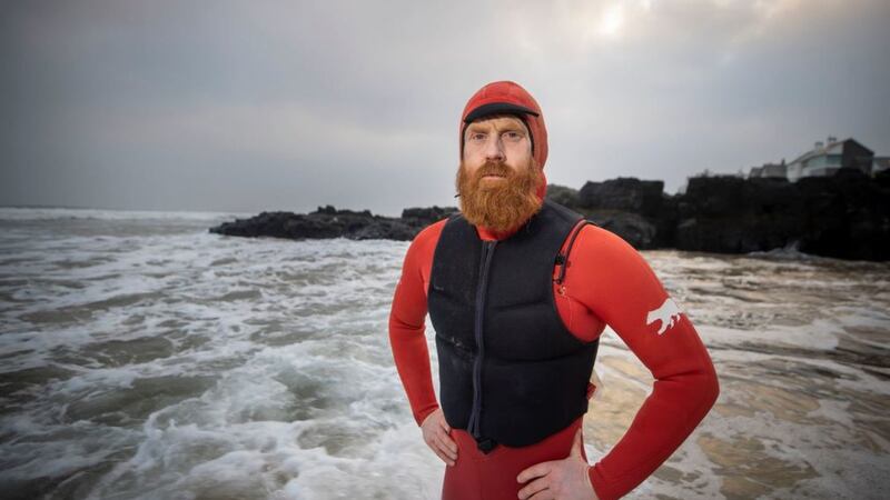 &nbsp;Al Mennie who has raised over &pound;15,000 by swimming in complete darkness each night in the sea at Castlerock for two months, to reach a target of 100km in aid of Aware NI, a depression charity in Northern Ireland. Picture by&nbsp;Liam McBurney/PA Wire