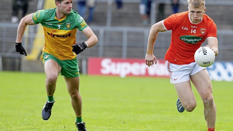 Armagh&#39;s Rian O&#39;Neill on the attack against Donegal at Clones. Pic Philip Walsh. 