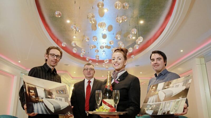Staff at the Crowne Plaza in Belfast celebrate the completion of the first phase of the hotel&#39;s &pound;5 million investment in its guest rooms 