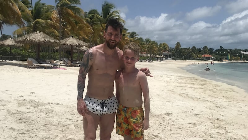 Anna O’Neill’s son Mackenzie went on to befriend Messi’s son Thiago while holidaying in Antigua.