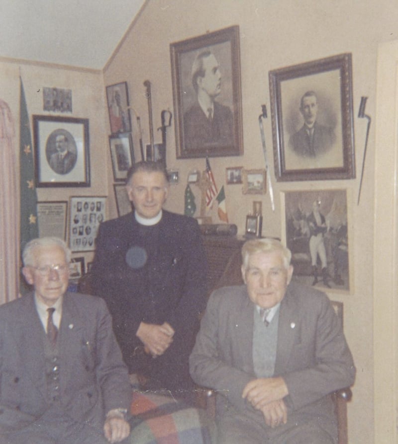 Seamus Dobbyn (left), who was sacked as The Irish News GAA correspondent in 1915 for urging GAA members to attend the funeral of Fenian leader Jeremiah O'Donovan Rossa. Dobbyn, who went on to become Ulster Council president from 1919 to 1923, is pictured in 1963 with Fr Louis O'Kane and Eddie Boyle.
