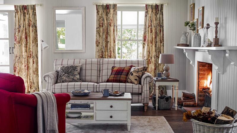 <span style="color: rgb(68, 68, 68); font-family: Verdana, Arial, Helvetica, sans-serif; line-height: 16.5px; ">Curtains in Mulberry Vintage Floral Fabric, Antique Rose, &pound;89 per metre; Albany Medium Sofa, Parton Check Natural from &pound;1,100; Timorous Beasties for John Lewis Thistle Cushion, &pound;80; Linen Rose Cushion, Russet, &pound;40, all from the Relaxed Country Collection at John Lewis</span>