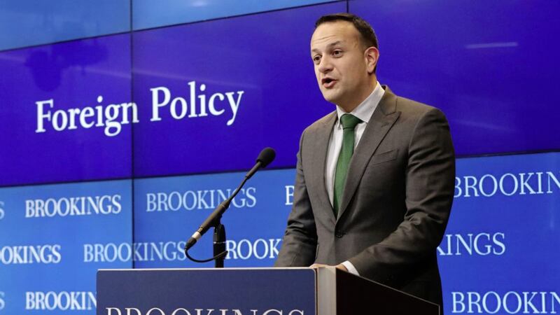 Taoiseach Leo Varadkar speaking at the Brookings Institute in Washington DC on day three of his week-long visit to the US. Picture by Niall Carson, Press Association 