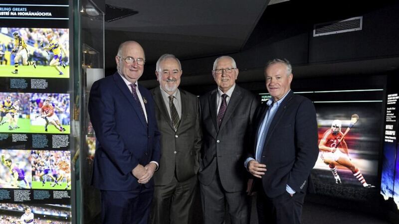 Pictured at the launch of the GAA/Broadcasting Authority of Ireland (BAI) Digital Archive at Croke Park are, from left, GAA President John Horan, Prof Pauric Travers (Chairperson of the BAI), former Dublin goalkeeper Paddy Cullen and former Kerry footballer and selector Mikey Sheehy. Picture by Brendan Moran/Sportsfile 
