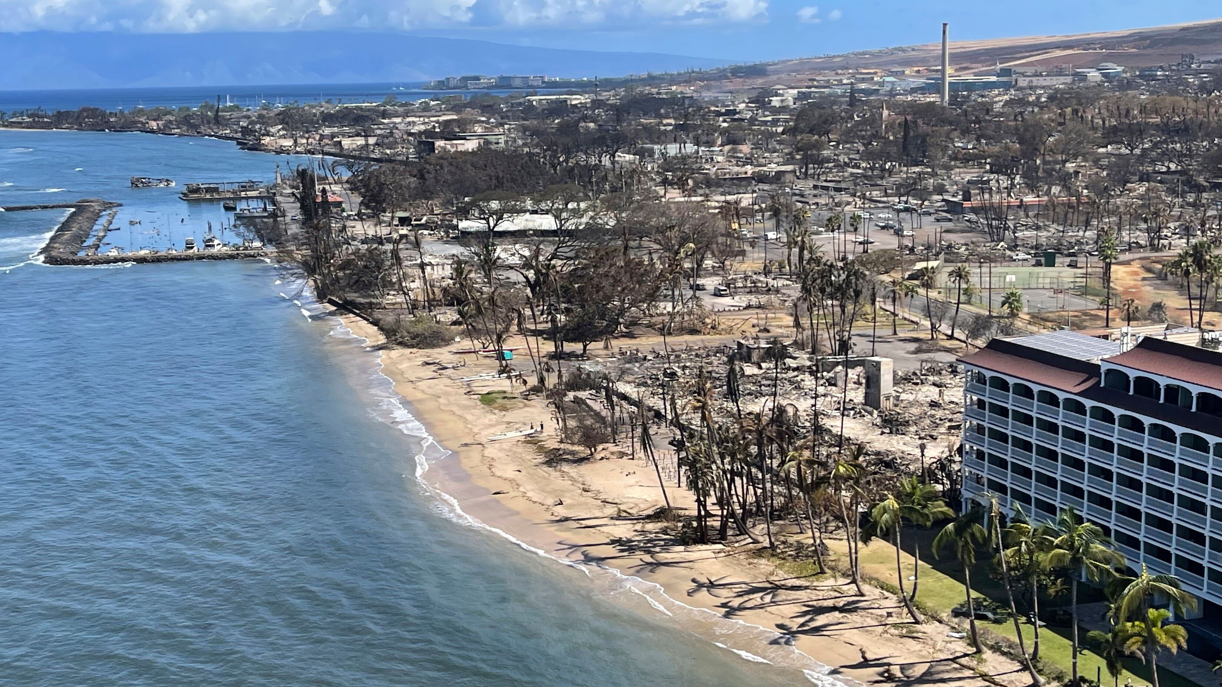 The death toll from the wildfire on the Hawaiian island of Maui has reached 93, making it the deadliest US wildfire for over a century (Hawaii Department of Land and Natural Resources/AP)