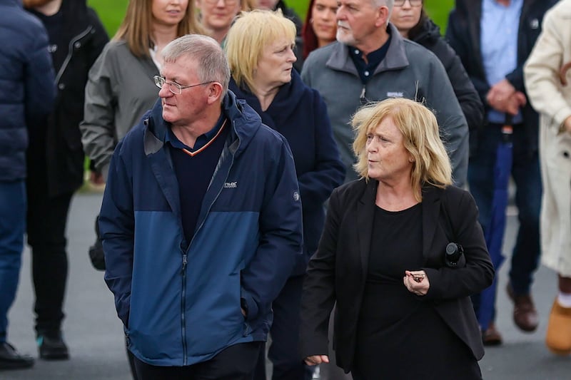 Anthony and Bernie Gallagher, parents of Creeslough victim, Jessica (24) were among the large crowd which attended Saturday's anniversary commemoration. Picture by Liam McBurney/PA Wire