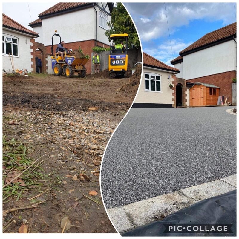 Chris Joy's driveway before and after (Band Of Builders/PA)
