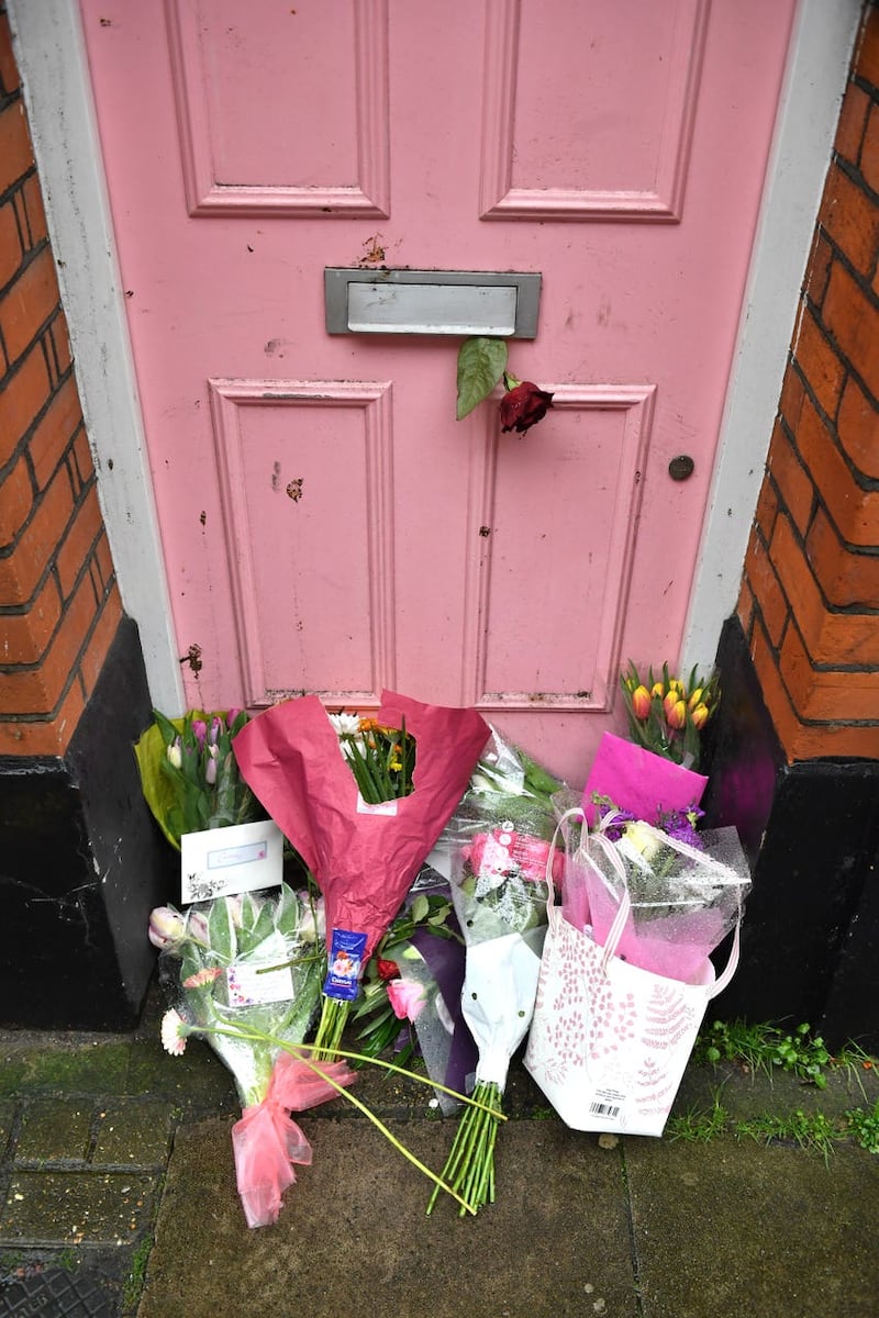 Tributes placed outside Caroline Flack’s former home in north London