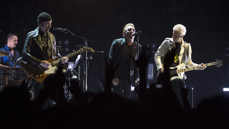 U2 perform in the first concert of their new world tour in Vancouver 