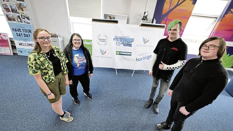 One voice: Anna Cregan, Robin Deehan, Alexander Morrison and Corey Graham-Houston were among those who attended the North South Youth Forum in Belfast 