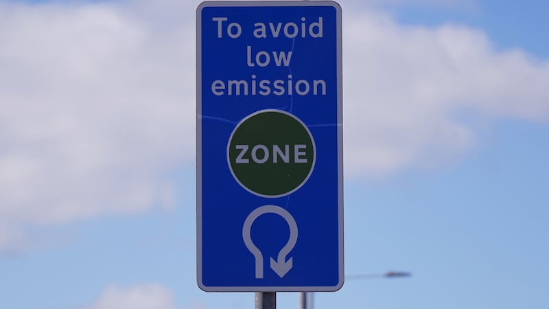 An information sign for the Ultra Low Emission Zone (Ulez) on Bridge Road in Chessington (Yui Mok/PA)