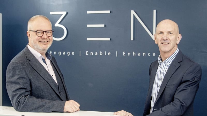 Chief executive of 3EN Cloud Ltd, Dale Cree (left) with George McKinney, director of technology and services, Invest NI 