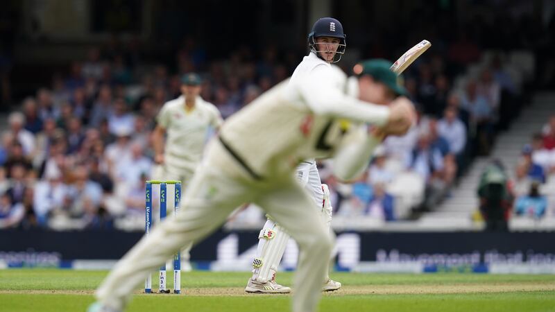 Australia's Steve Smith takes the catch to dismiss England's Harry Brook (background) during day one of the fifth LV= Insurance Ashes Series test match at The Kia Oval, London. Picture by PA