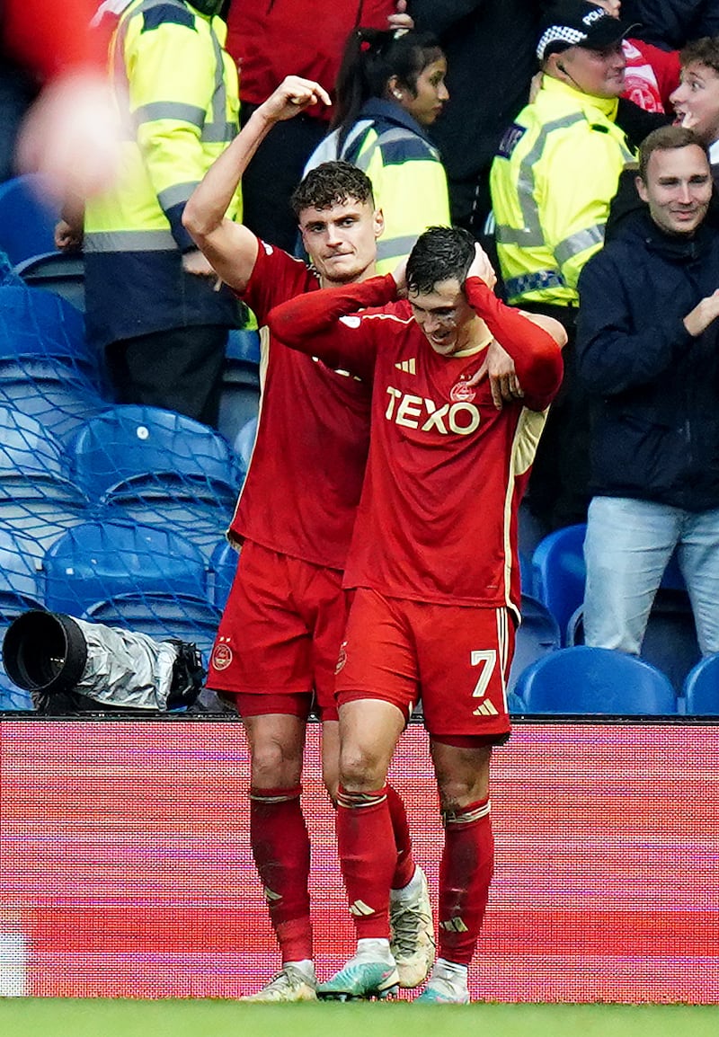Aberdeen’s Jamie McGrath (right) scored twice