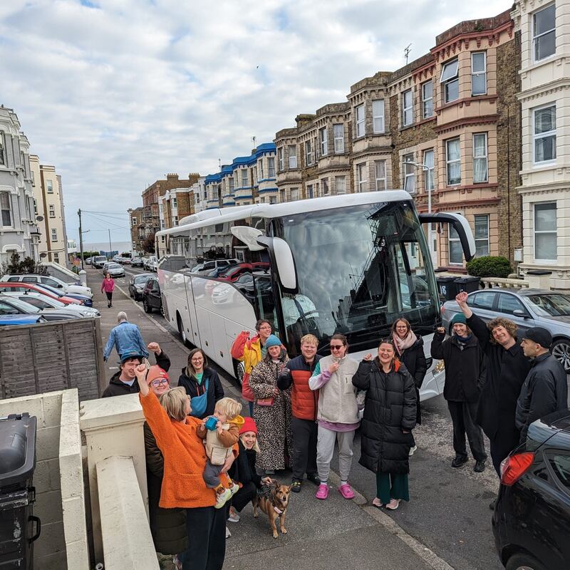 Margate residents disrupting a Home Office coach to the asylum seeker hotel on April 25.