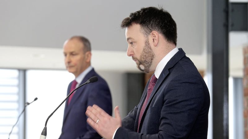 Colum Eastwood of the SDLP and Micheal Martin of Fianna F&aacute;il have issued a join statement calling for a pro remain alliance. Picture Mal McCann. 