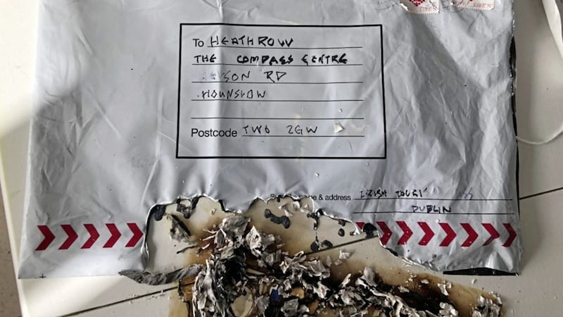 Undated photo issued by the Metropolitan Police of an improvised explosive device (IED) which was sent to Heathrow Airport in London. It was one of multiple IEDs sent to addresses in London in March Picture by Metropolitan Police/PA 