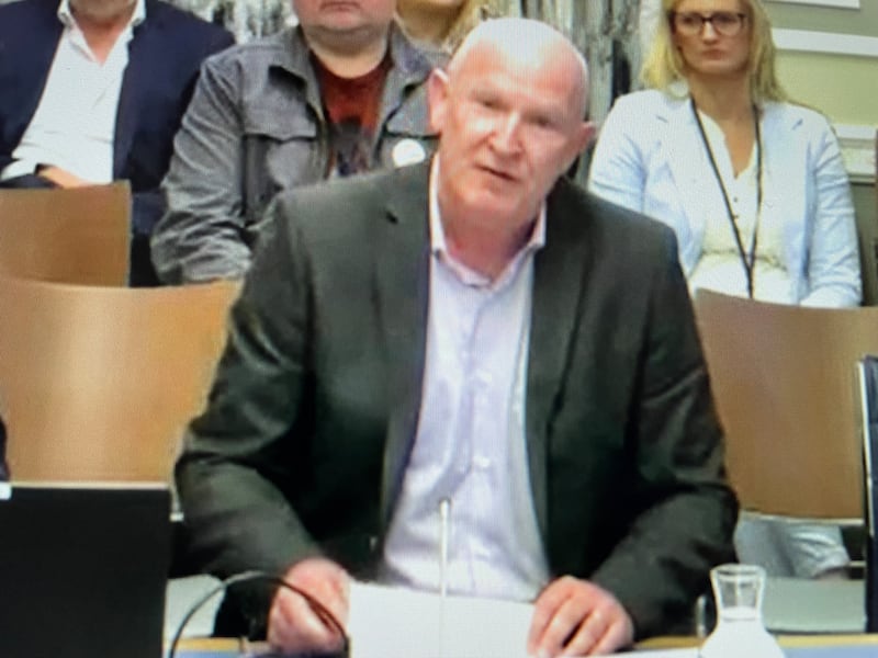 Stephen Anton of the Licensed Taxis Operators Association appears at the Stormont Infrastructure Committee. on Wednesday.