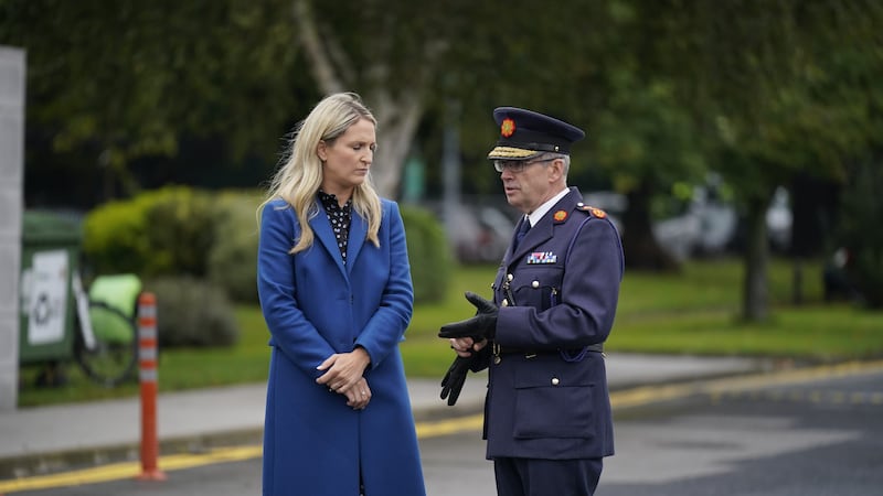 Justice minister Helen McEntee and Garda Commissioner Drew Harris (Niall Carson/PA)