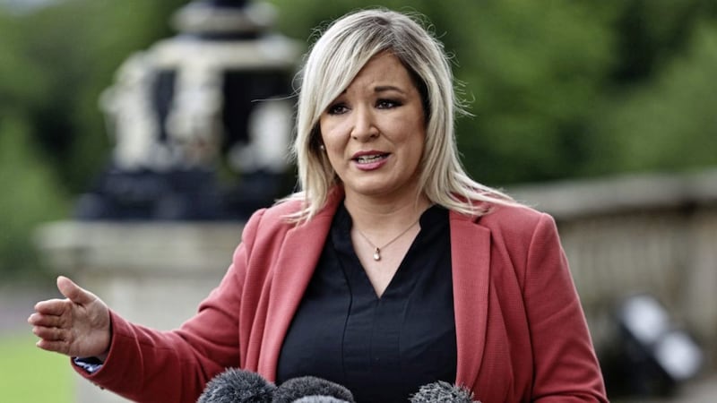 Deputy First Minister Michelle O&#39;Neill during a press conference outside Parliament Buildings yesterday. Picture by Liam McBurney/PA Wire 