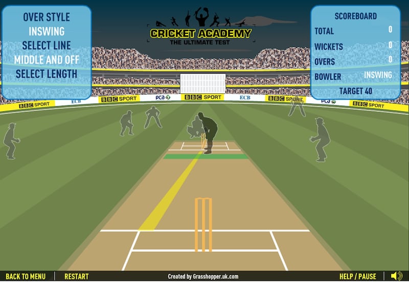 A screen grab from BBC Sport's Cricket Academy game