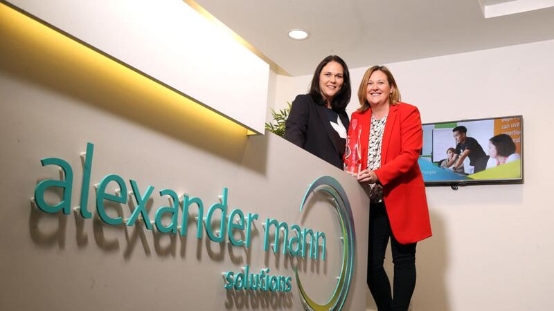 Tracy Hurst (left) from Alexander Mann Solutions and chief executive of Women in Business Roseann Kelly 