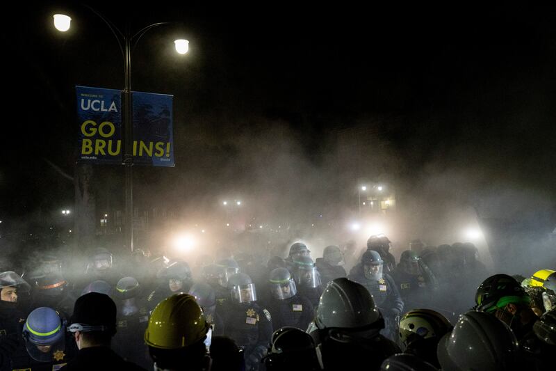 Police advance on pro-Palestinian demonstrators at UCLA (AP)