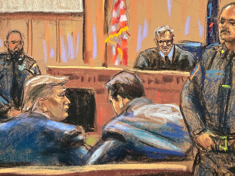 In court transcripts, Judge Juan Merchan told the defence that Trump could be heard ‘cursing audibly’ (Jane Rosenberg/Pool Photo via AP)