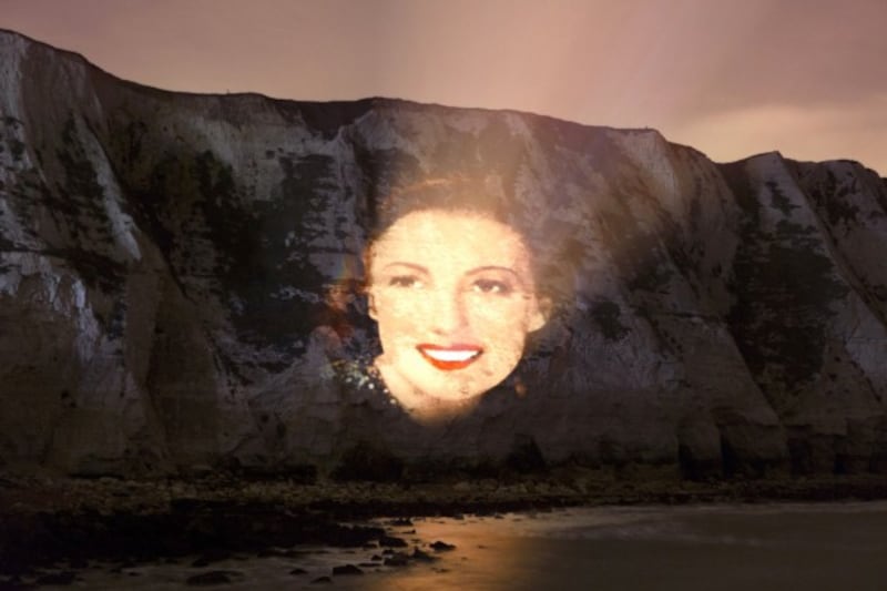 Dame Vera Lynn portrait projected onto the White Cliffs of Dover (Decca Records/Press Association images)