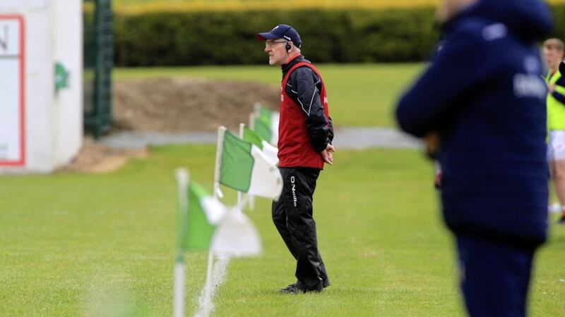 Mickey Harte will face Enda McGinley&#39;s Antrim in a top of the table clash in Division Three Picture: Seamus  Loughran. 