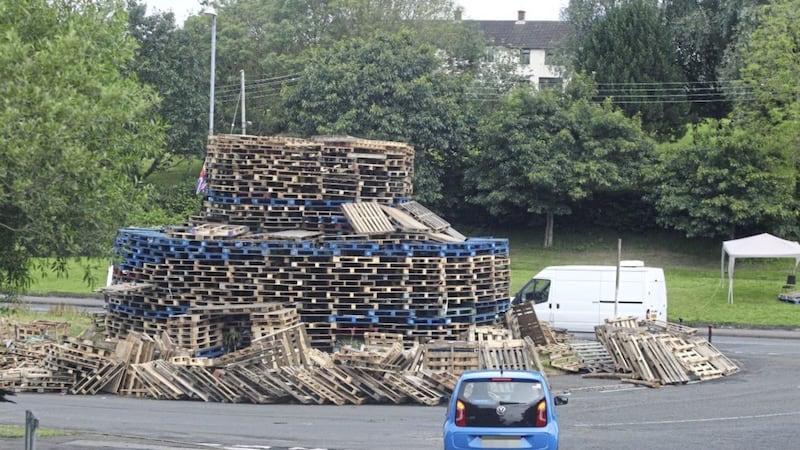 The bonfire yesterday at Milltown Hill in south Belfast. Picture by Matt Bohill 