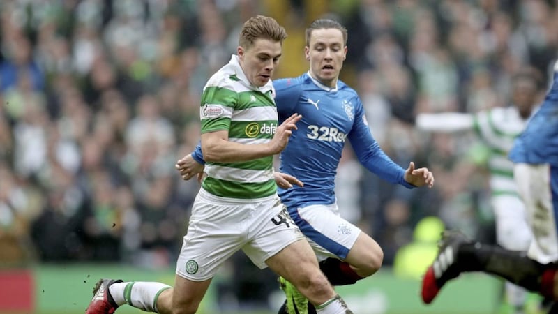 Celtic's James Forrest (left) is unlikely to be fit to face Rangers on October 17.