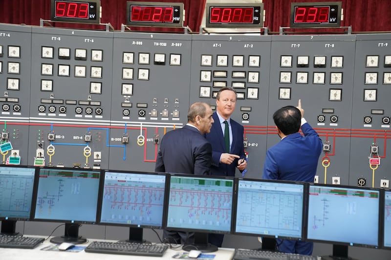 Lord Cameron in the control room of the Nurek Hydro-Electric Project