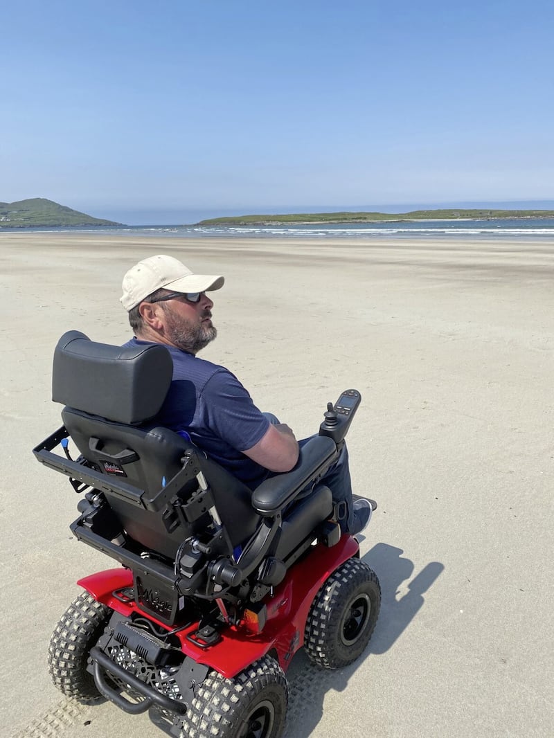 Paul Dawson on Narin beach in Co Donegal with the Magic Mobility Extreme X8. 