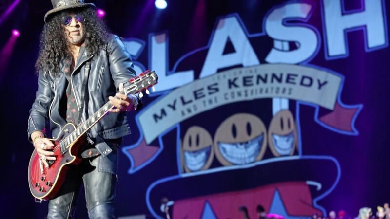 Slash performing last night at Belsonic in Ormeau Park, south Belfast. Picture by Declan Roughan 