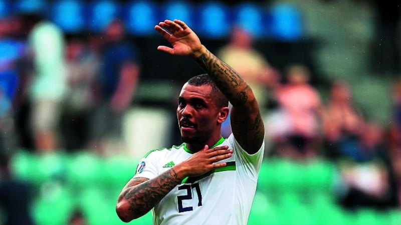 Northern Ireland's Josh Magennis during the UEFA Euro 2020 Qualifying, Group C match against Estonia at the A. Le Coq Arena, Tallinn. &nbsp;