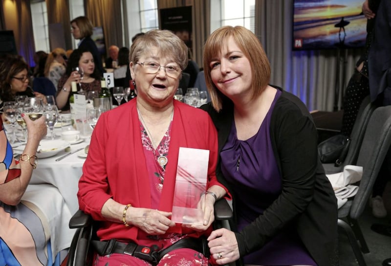 Lyra McKee&#39;s mother Joan McKee and sister Nichola Corner at an awards ceremony. Picture by Journalists&#39; Charity, Press Association 
