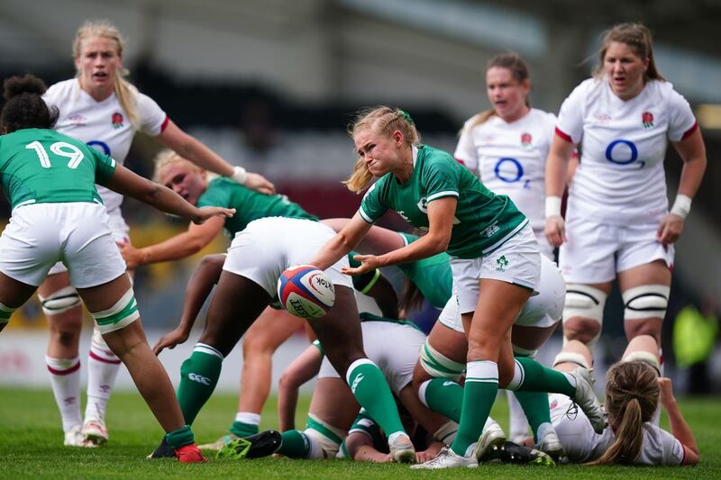Ireland’s Kathryn Dane (centre) has a fresh perspective on rugby and life after recovering from a stroke