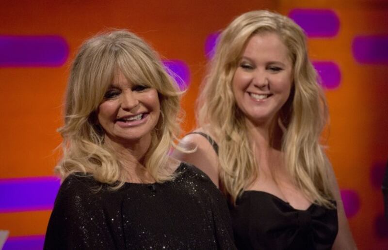 Goldie Hawn and Amy Schumer during the filming of the Graham Norton Show