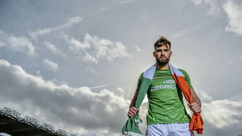 Aidan O&#39;Shea, Ireland&#39;s International Rules captain and Mayo footballing star, in attendance at the launch of the International Rules Series team announcement at Croke Park in Dublin. Photo by Piaras &Atilde; M&Atilde;dheach/Sportsfile 