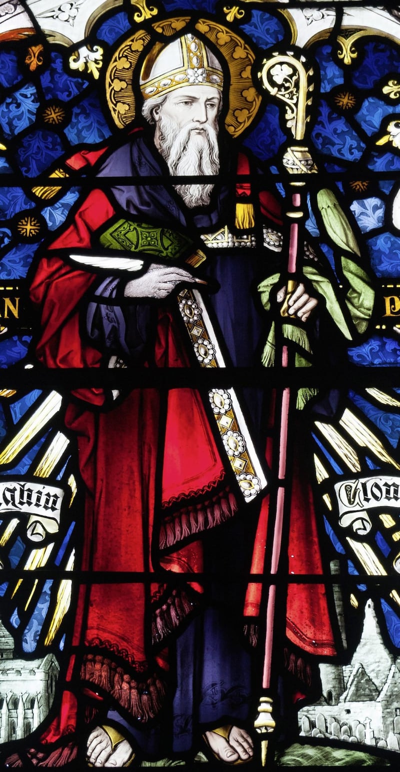 St Ciar&aacute;n of Saighir is depicted in a window in St Brendan&#39;s Church, Birr, Co Offaly. Picture by Andreas Franz Borchert 