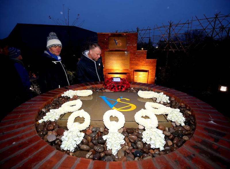 The memorial outside the ground