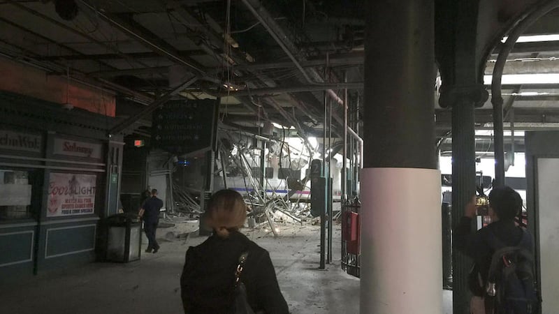 Hoboken, New Jersey, after a commuter train crashed into the rail station. Picture by: @big_Poppa_Chop, Press Association 