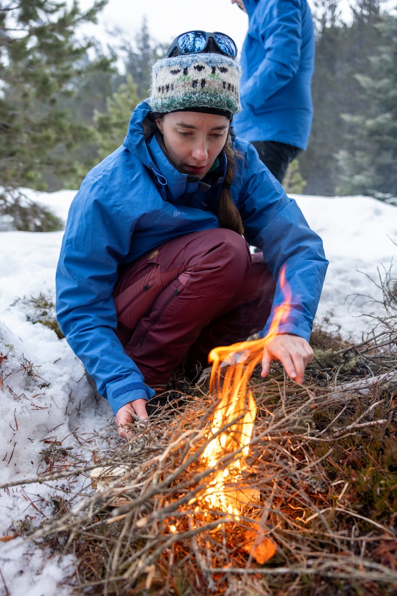 Rosemary Coogan during winter survival training in the snowy mountains of the Spanish Pyrenees as part of her basic astronaut training (Trailhaven/ESA)